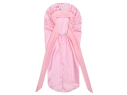 Touca longa de cetim trançado para mulheres, touca de seda, touca de dormir, Aquaforge rosa claro