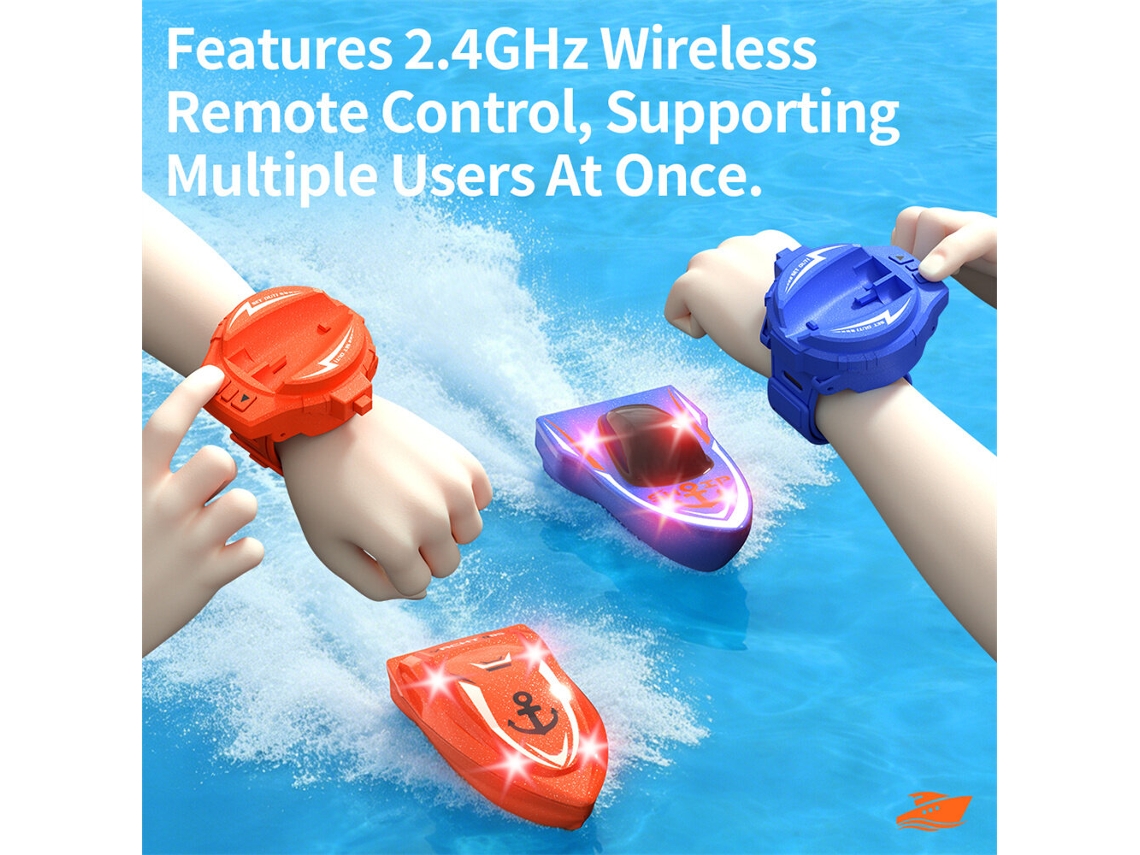Barco Mini Iate Rc 2.4g Laranja A88rc com Lançamento por Pulseira, Comando, Impermeável, de Alta Velocidade, para Piscina e Brinquedo Aquático MDUG