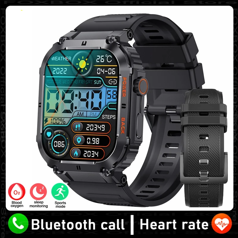 Smartwatch MDUG, tela de 1,96 polegadas, oxigênio no sangue, lanterna, prateado