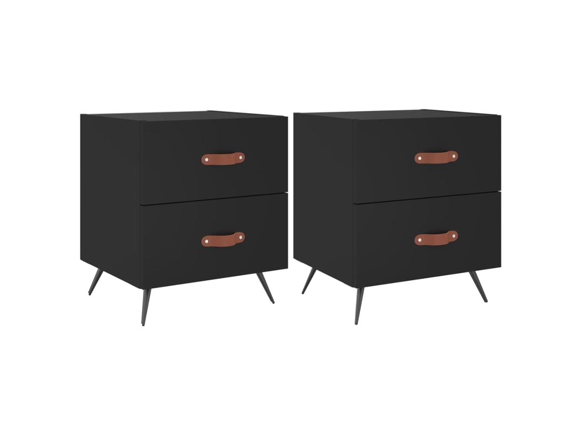 Bedside Cabinet, Bedside Cabinets Vidaxl Preto Madeira Processada (n/a)