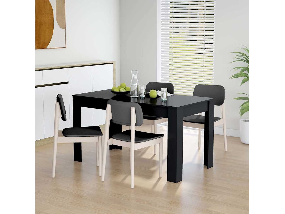 Vidaxl Mesa De Jantar 140x74,5x76 Cm Contraplacado Preto
