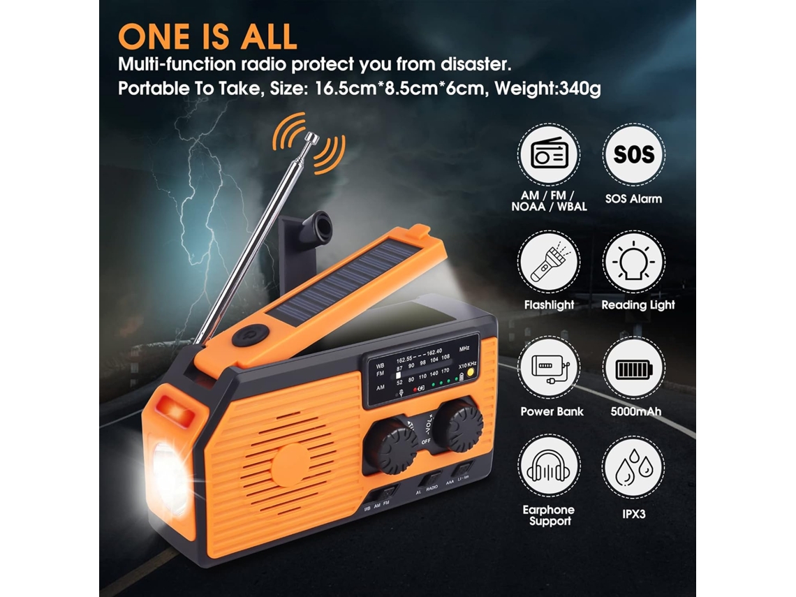 Alarme Solar de Emergência Am/fm/sos Rádio Med AQUAFORGE