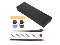 Set Pluma Caligrafía Estudiantes Con Mango De Madera Para Principiantes Nibs Tinta2