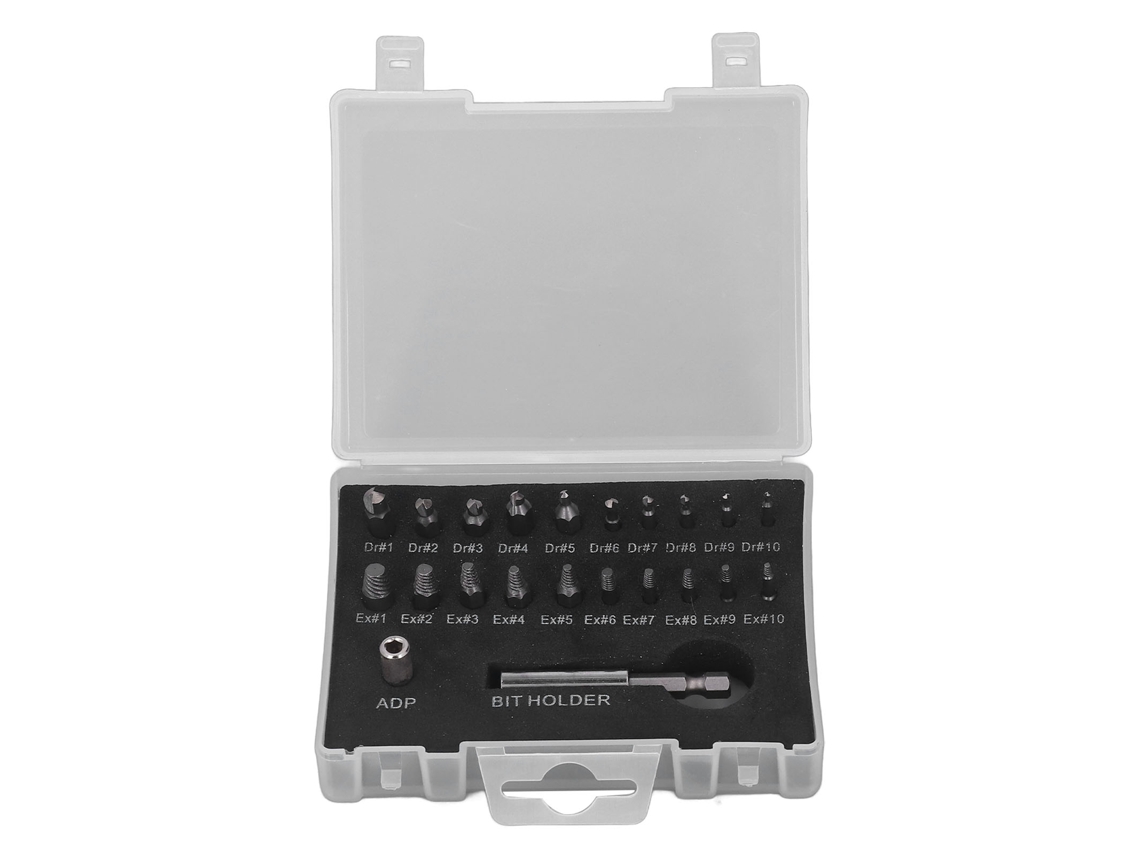Kit extrator de tubos de aço rápido com brocas para tubos quebrados e danificados.