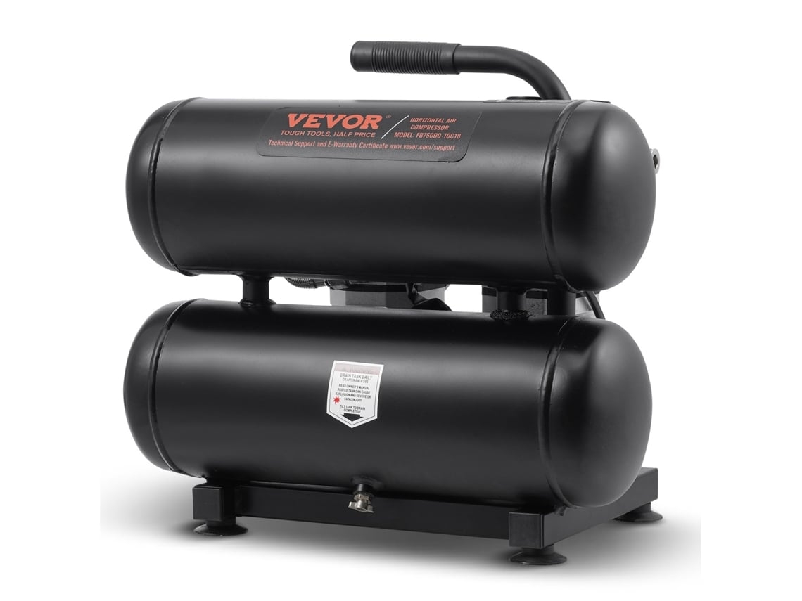 Compressor de Ar Portátil Compacto VEVOR Sem Óleo 18 L 90 Psi 490 X 360 X 440 Mm