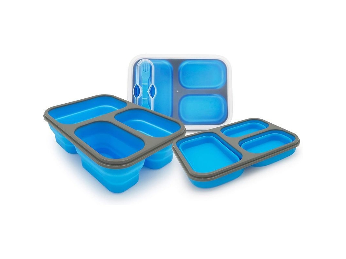 Caixa De Bento Dobrável 1pc Para Mulheres E Crianças Com Garfo Tampa Isenta De Bpa