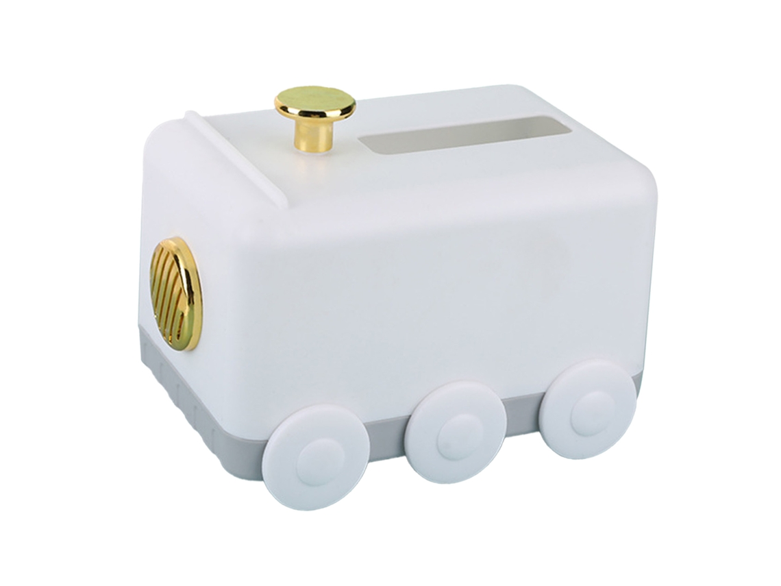 Caixa Dispensadora de Papel Toalha em Forma de Trem para Sala Quarto Mesa de Café Branco com Suporte Celular S/MARCA
