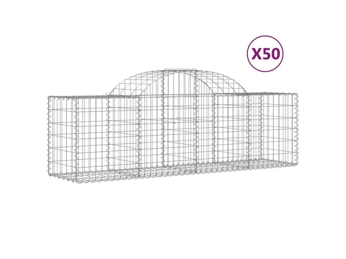 Gabion Basket, Gabion Baskets Vidaxl Prateado Ferro (200 X 50 X 60/80 Cm)