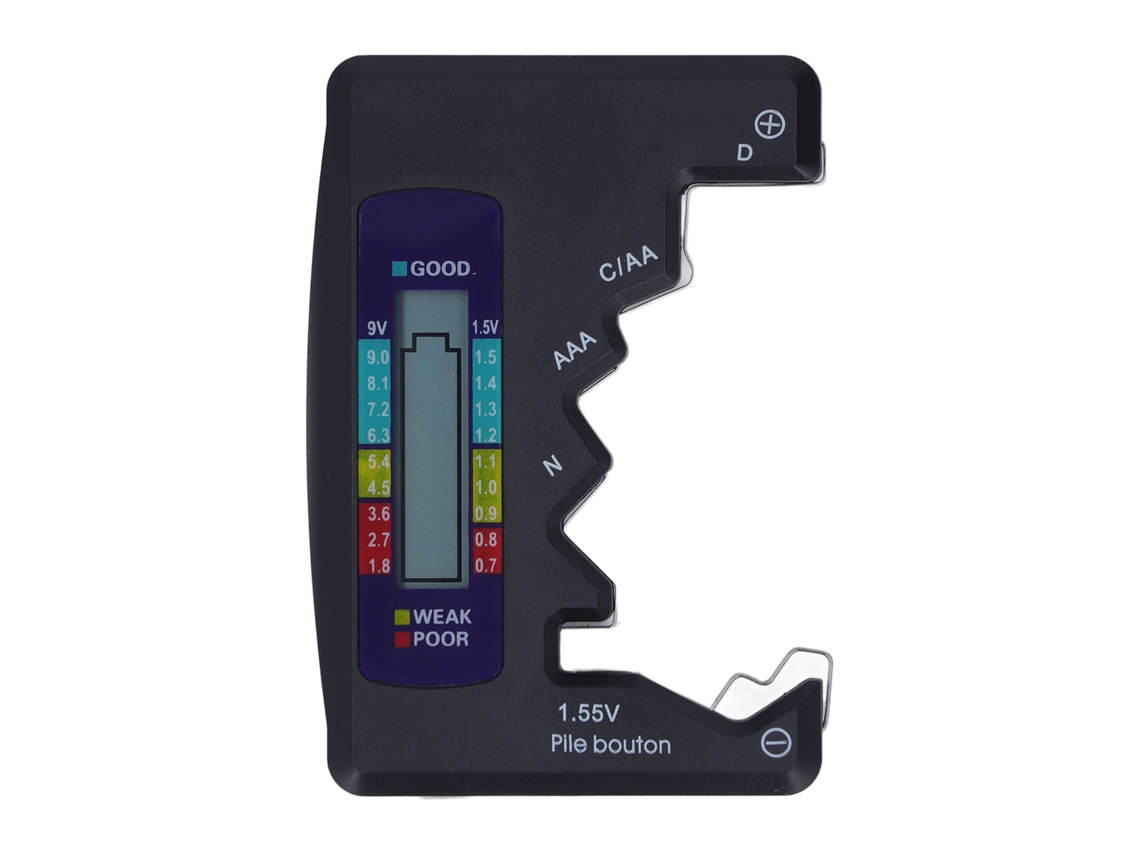 Tester de Baterias Digital com Tela Lcd Abs para Baterias 1.5v 9v Botão Celular Verificador Portátil
