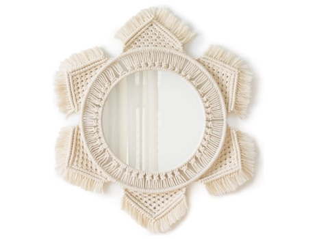 Espelho De Parede Elegante Em Macramê, Decoração Boho Com Franjas, Resistente E Durável Para Casa, Mini Espelho Redondo Para Apartamento, Sala De Esta