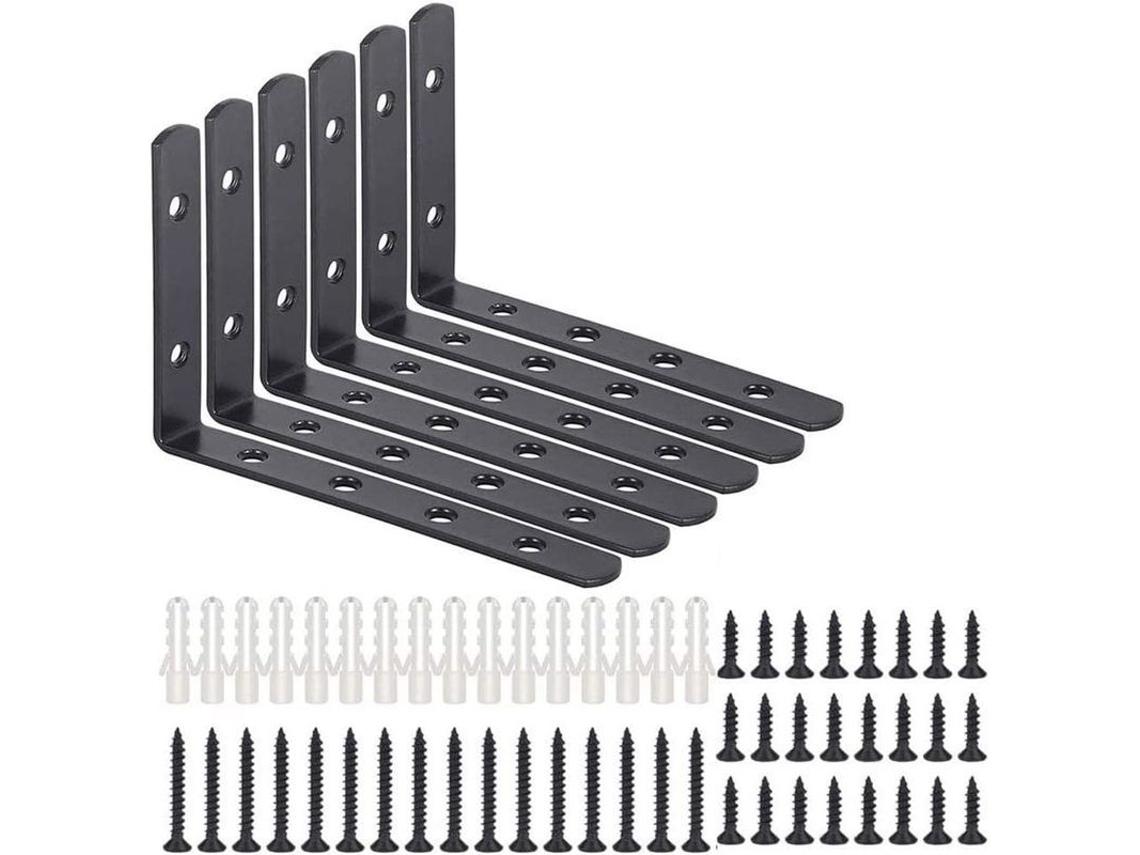 Suporte de Estante L 125x75x20mm Aço Inoxidável Resistente 30kg, 6 Piezas para Casa, Hotel, Bar S/MARCA