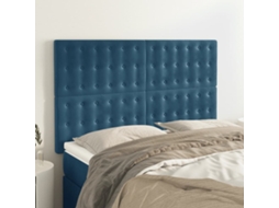 4 Pcs Cabeceira De Camapainel De Cabeceira Veludo 72x5x78/88 Cm Azul Escuro Lovely Home