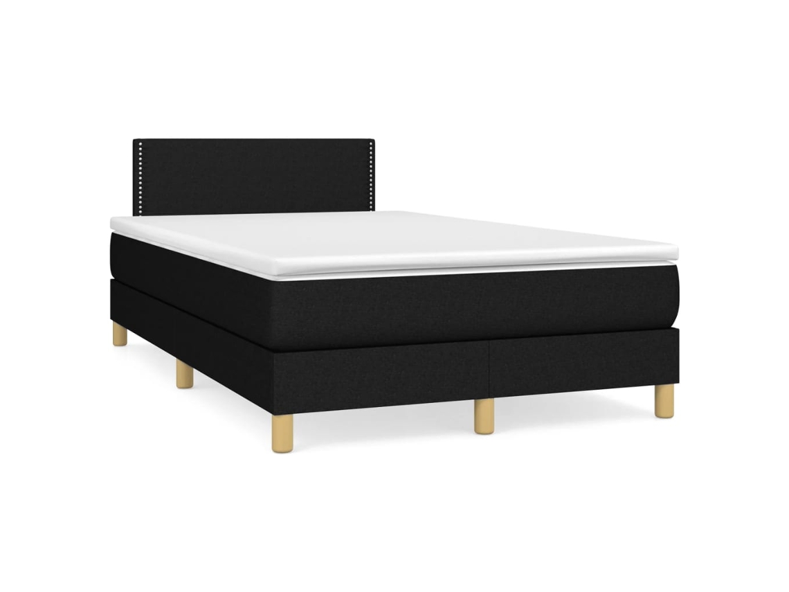 Cama Boxspring Com Colchão 120x190 Cm Tecido Preto
