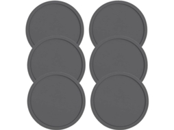 6 posavasos de silicone Nova Line com suporte, cinza, anti deslizante, para festas, casa, escritório 2025 S/MARCA