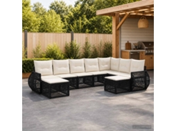 Vidaxl Conjunto De Sofá De Jardim 9 Unid. Preto Vime Pe