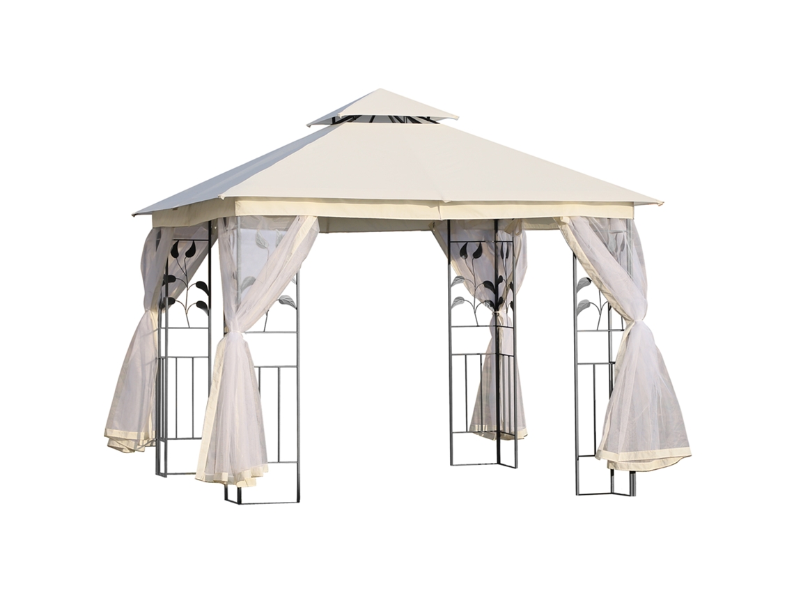 Gazebo 3x3m com Mosquiteiro (estrutura Aço, Toldo Duplo, Branco)