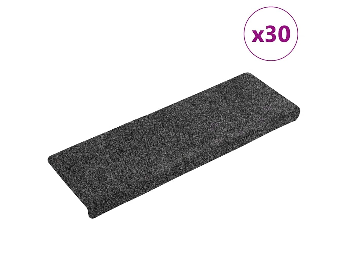 Vidaxl Tapetes De Escada Autoadesivos 30 Peças 65x21x4 Cm Cinzento Escuro Com Borda Retangular