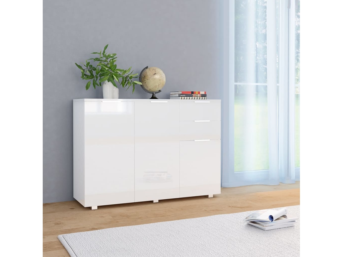 Vidaxl Aparador 107x35x80,5 Cm Branco Brilhante
