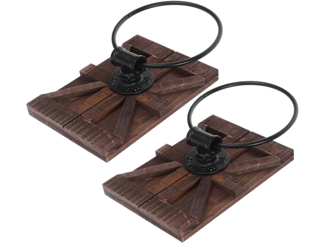 Conjunto De 2 Suportes Parede Rústicos Para Toalhas, Em Ferro E