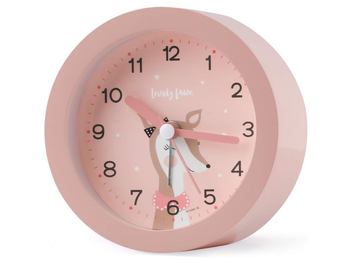 Reloj Despertador Analógico Silencioso Para Niños Con Luz Nocturna Portátil De Viajes Cute Para Niñas Y Niños Rosa