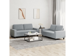 Vidaxl 2 Pcs Conjunto De Sofás Tecido Cinzento-claro