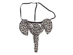 Cueca fio dental masculina com estampa de elefante, lingerie de poliéster, estampa de leopardo multicolorida opcional.