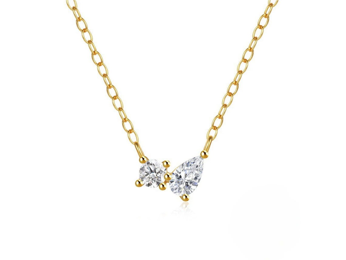 Colar com Pingente de Formato Irregular em Prata S925 Cravejada com Zircônias, Estilo Minimalista Europeu e Americano. MDUG