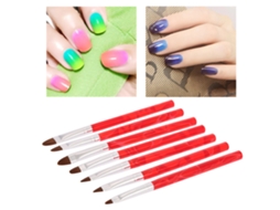 Conjunto De 7 Pincéis Profissionais Para Unhas Uv Gel Arte De Unhas Pincéis De Pintura Nylon Cabelo Vermelho Ferramentas Diy