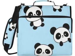 Conjunto de 3 aros com estampa de panda azul animado, 3,8 cm de diâmetro, com alças extras e altura para ombro.