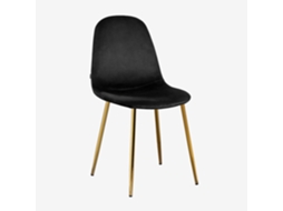 Sklum Pack De 4 Cadeiras De Jantar Glamm Poliéster     Dourado                  Velluto Preto                               Veludo
