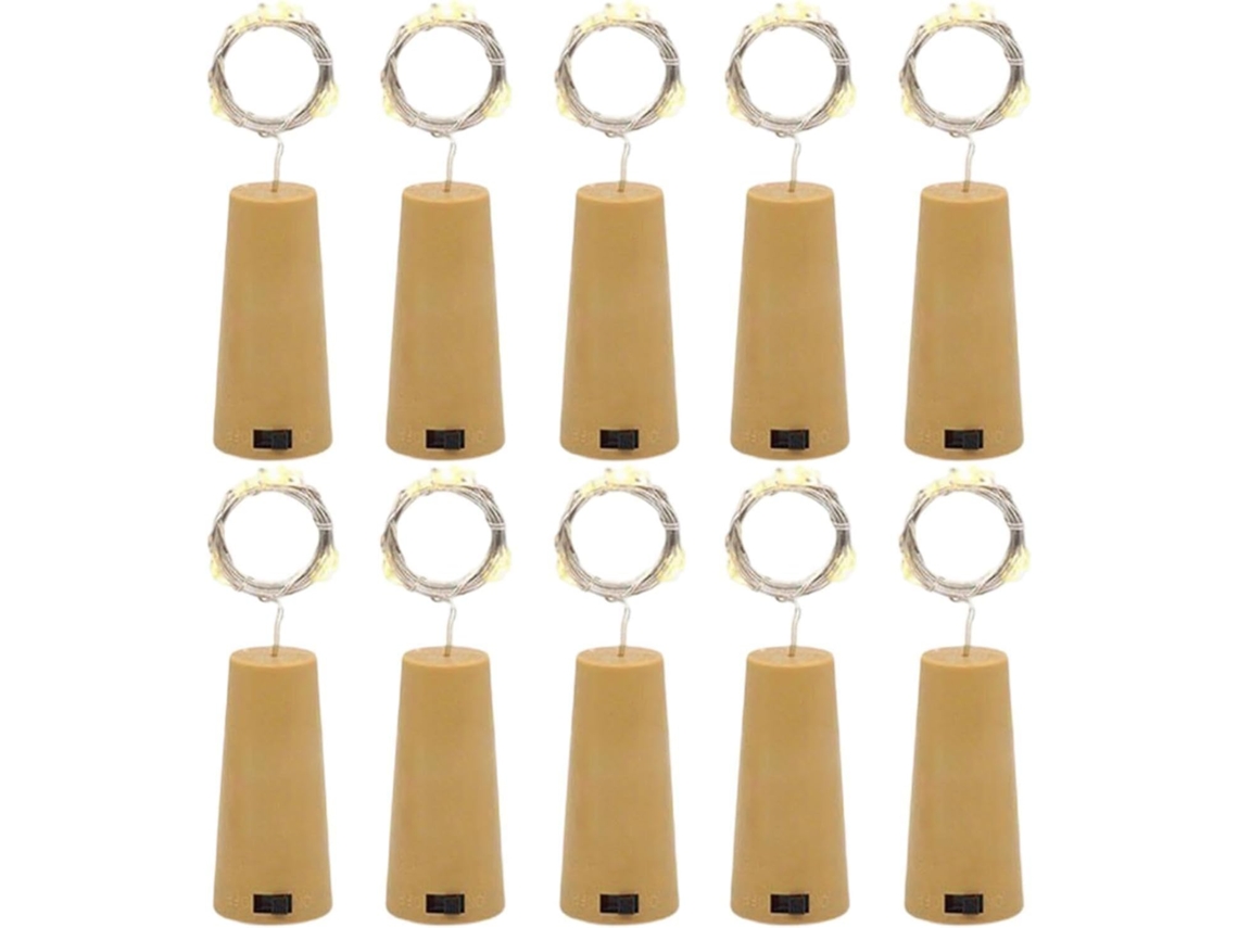 Cortiça - Pacote Com 10 Garrafas De Vinho 20 Leds