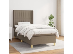 Vidaxl Cama Com Molas/colchão 90x200 Cm Tecido Castanho-acinzentado