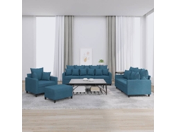 Vidaxl 4 Pcs Conjunto De Sofás Com Almofadões Veludo Azul