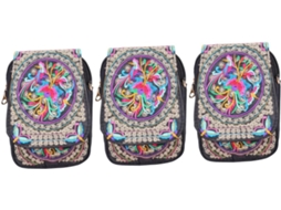 Conjunto De 3 Bolsas Transversais Para Meninas Estilosas, Com Suporte De Ombro Bordado Para Celular...