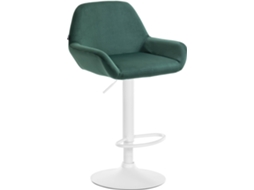 Banco de bar em veludo Braga verde escuro/branco CLP