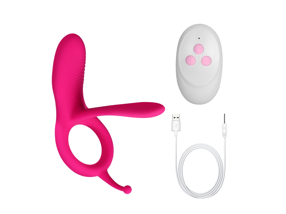Vibrador Para Casal (vermelho Rosado), Estimulador Clitoriano Com Ala E Plug Anal, Brinquedo Universal