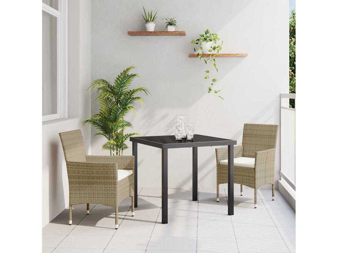Vidaxl Conjunto De Jantar Para Jardim 3 Unid. Bege Vime Pe