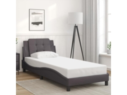 Vidaxl Estrutura De Cama Sem Colchão Zadar 90x200 Cm Couro Artificial Cinzento
