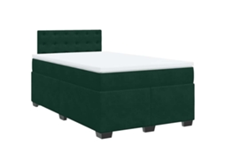Cama Boxspring com Colchão 120x190 cm Veludo Verde Escuro MAISON EXCLUSIVE