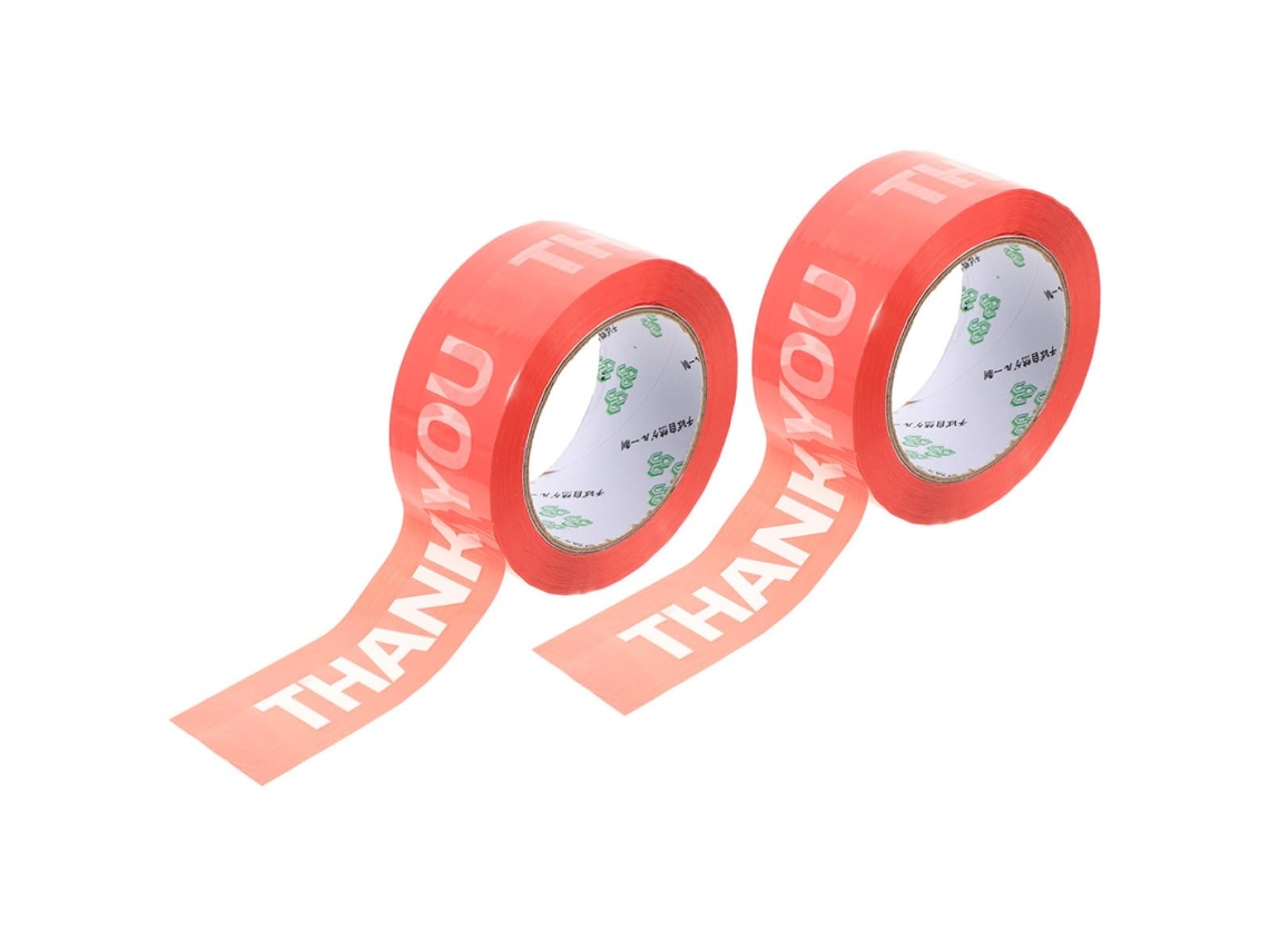 Fita Adesiva Rosa Obrigado, Adesivo Forte E Material Opp, 2 Rolos Para Selar Embalagens E Decorar Seus Itens