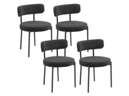Cadeiras de Jantar 4 Un. 51x51x76 Cm (tecido, Aço, Preto)