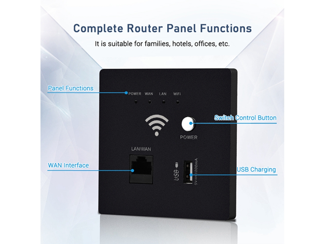 Roteador Wifi 300m In wall Ap Access Point com Tomada Usb e Wps Encryption