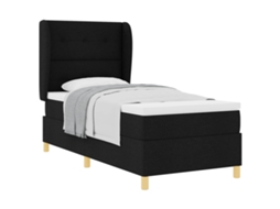 Cama De Solteiro | Camas Para Quarto | Cama Box Springs Com Colchão Cinza Escuro 90x190 Cm Preto