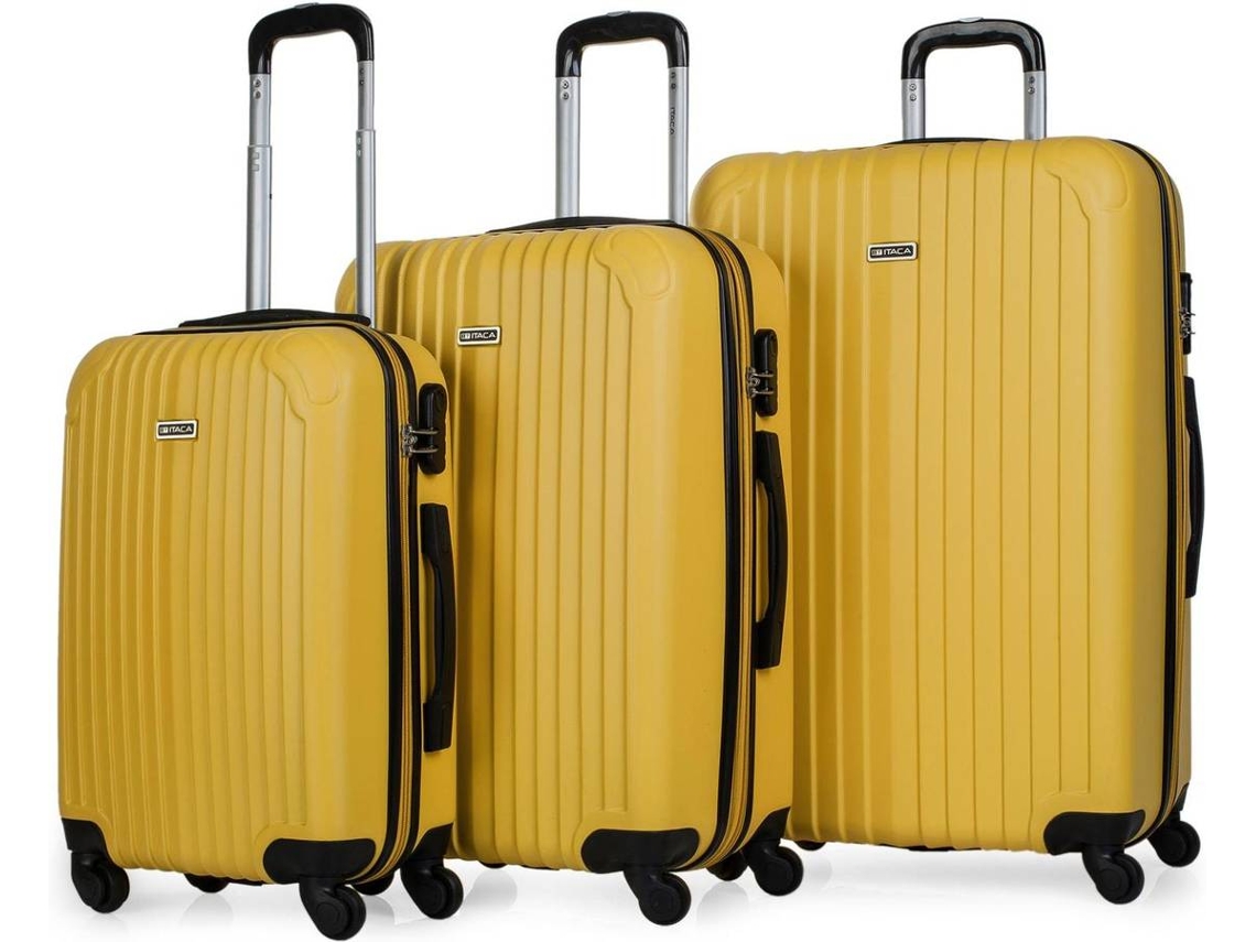 Conjunto de 3 Malas de Viagem ITACA Extensivel Amarelo (35/70/100 L)
