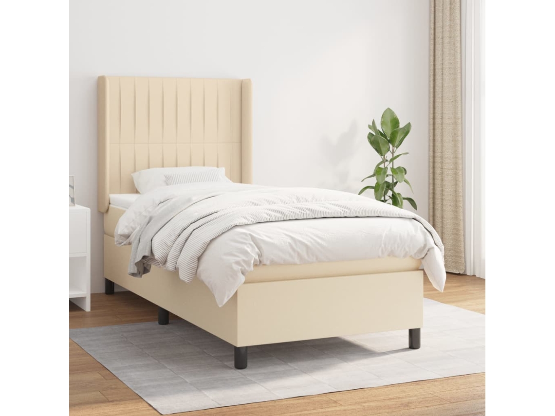 Vidaxl Cama Com Molas/colchão 80x200 Cm Tecido Cor Crème
