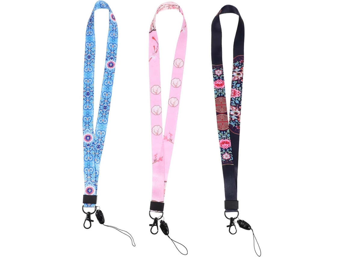 Conjunto De 3 Cordões Para Crachás Identificação Professores, Com Alças Para Identificação E Celular, Acessórios Anti