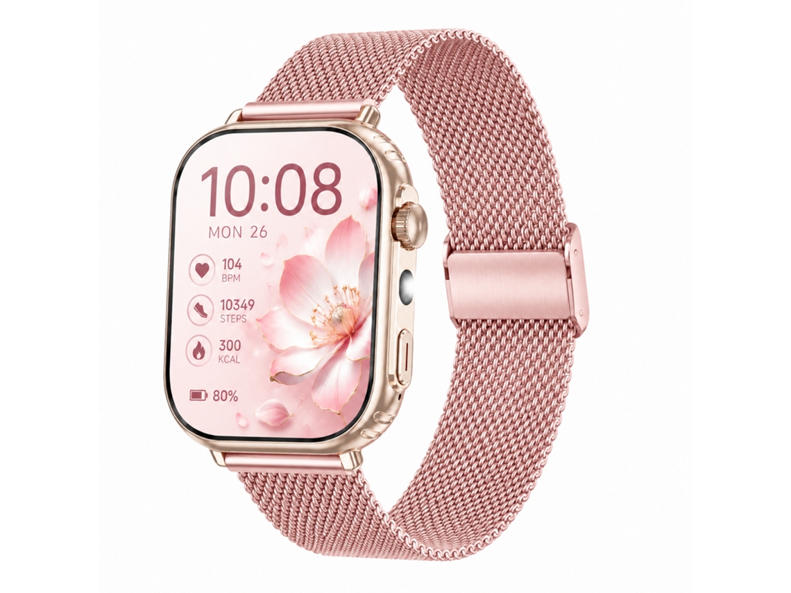 Smartwatch Feminino Com Bateria De 1000mah, Chamada Bluetooth E Pulseira Rosa (rosa)