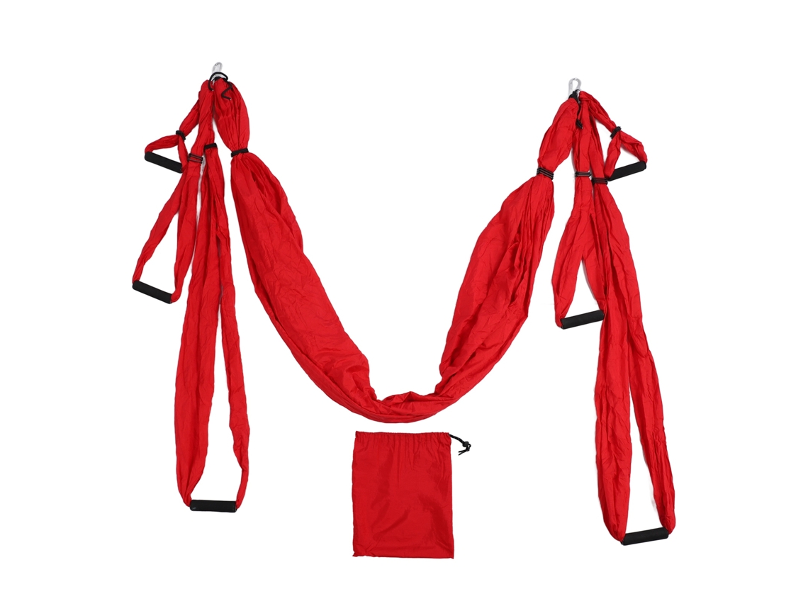Conjunto de balanço de yoga aéreo antigravidade poliéster algodão ajustável para flexibilidade vermelho S/MARCA