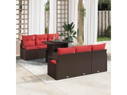 Vidaxl Conjunto De Sofá De Jardim 7 Pcs Castanho Rattan Sintético