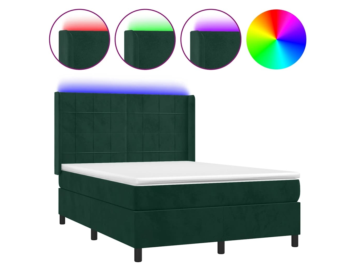 Box Spring Bed, Box Spring Beds Vidaxl Verde Veludo (140 X 190 Cm)